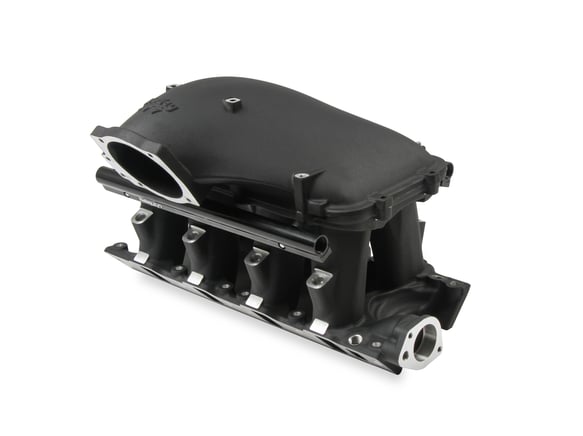 HOLLEY EFI 8.2 DECK SBF FORD HI-RAM EFI MANIFOLD WITH SIDE MOUNT TOP-BLACK  with 105mm 1986-95 Ford 5.0 Throttle Body Flange