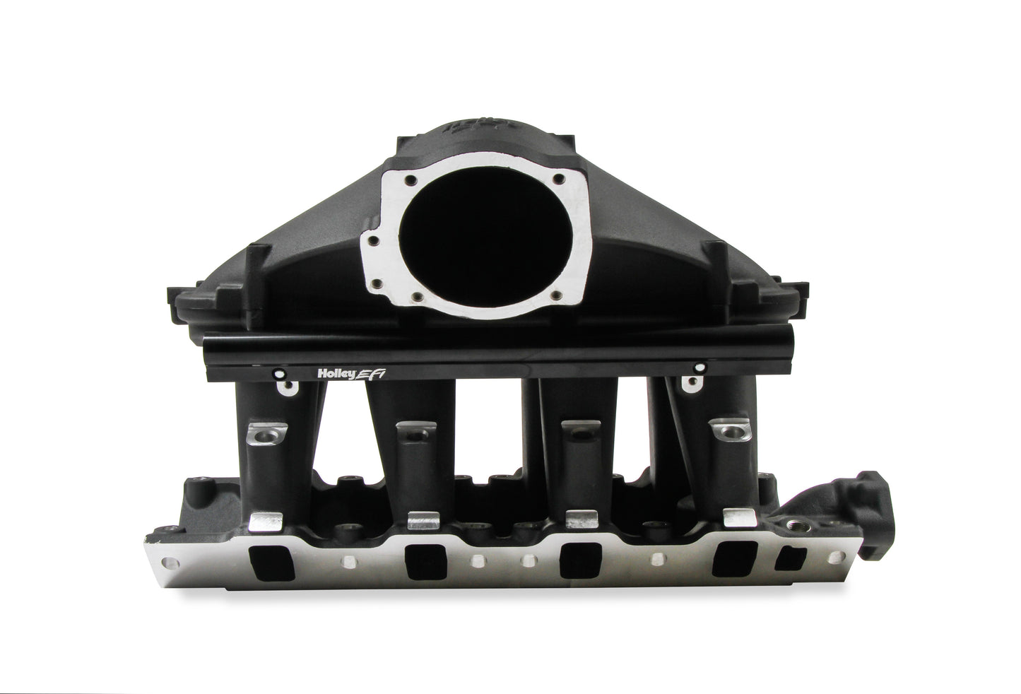HOLLEY EFI 8.2 DECK SBF FORD HI-RAM EFI MANIFOLD WITH SIDE MOUNT TOP-BLACK  with 105mm 1986-95 Ford 5.0 Throttle Body Flange