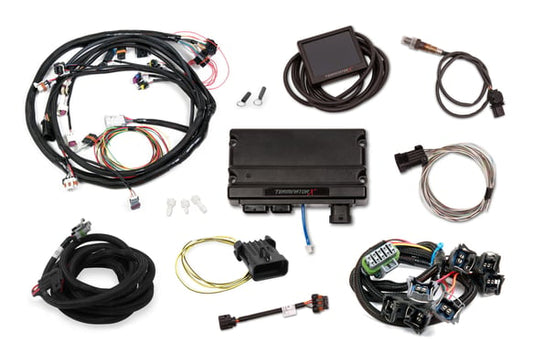 HOLLEY EFI TERMINATOR X - FORD MPFI KIT Universal MPFI Main Harness - Ford Spaced EV1 Injectors - 3.5 in. Touchscreen